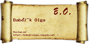 Babák Olga névjegykártya